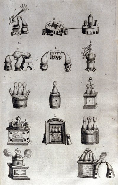 Alchimie : planche représentant différents modèles d