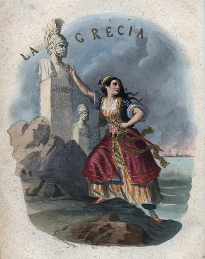Allégorie de la Grèce - gravure de « Usi e Costumi di Tutti i Popoli dell