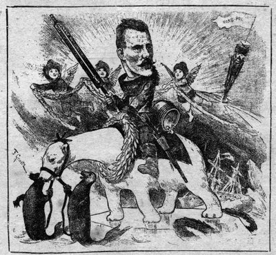 Allégorie sur le retour de Fridtjof Nansen (1861-1930) du pôle nord - gravure de 1897 - Unknown artist