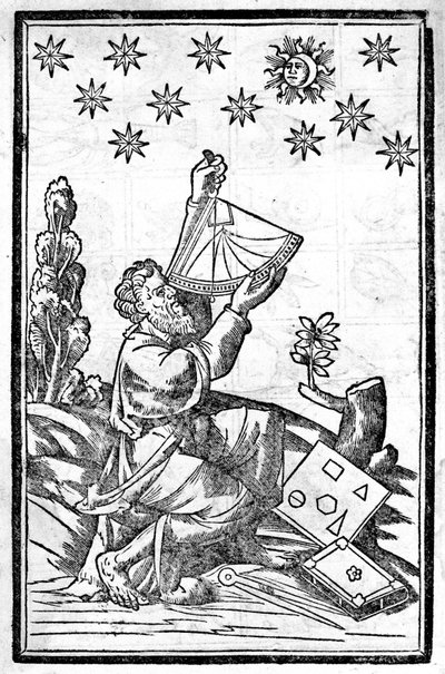 Un astrologue prend la hauteur avec son sextant pendant une éclipse. - Unknown artist