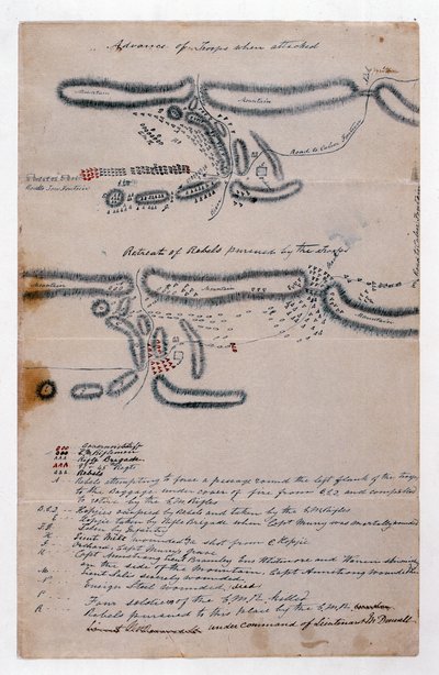 Carte annotée de la Bataille de Boomplaats, 29 août 1848 - Unknown artist