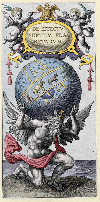 Atlas portant le monde. Gravure du début du 17e siècle. - Unknown artist