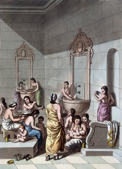 Bains publics en Palestine - dans "Le costume ancien et moderne" par Ferrario, éd. Milan - Unknown artist