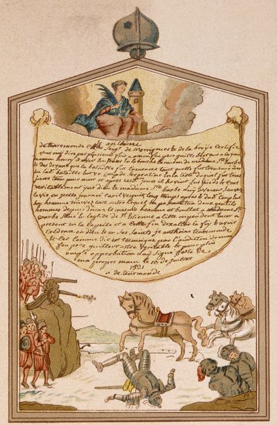 Scène de bataille avec canon au Moyen Âge - ex-voto Sainte Barbe - Unknown artist
