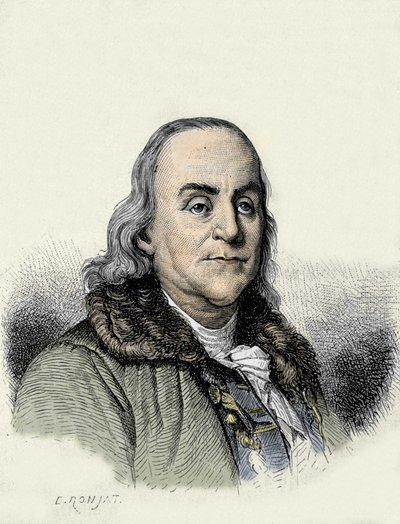 Benjamin Franklin (1706-1790), philosophe, physicien et ambassadeur américain - Unknown artist