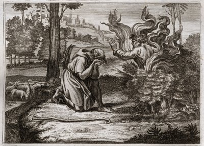Bible de Royaumont, Ancien Testament : Buisson ardent. Dieu parle à Moïse du milieu d
