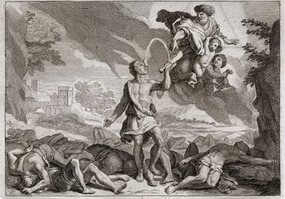 Bible de Royaumont, Ancien Testament : Défaite des Philistins. Samson tue mille Philistins avec une mâchoire d