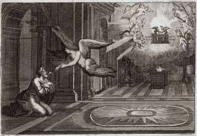 Bible de Royaumont, Ancien Testament : Isaïe prophète. Un séraphin prit avec ses pinces un charbon ardent qui était sur l