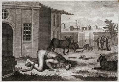 Bible de Royaumont, Ancien Testament : Nabuchodonosor changé en bête. Le roi Nabuchodonosor II, par juste punition de son orgueil, est changé en bête. Illustration de 1811. - Unknown artist