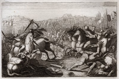 Bible de Royaumont, Ancien Testament : Victoire de Judas. Judas Maccabée (Machabée, Macabée) a vaincu Apollonius, Seron, Ptolémée Macron, Gorgias, Nicanor et Lysias dans diverses batailles. Illustration de 1811. - Unknown artist