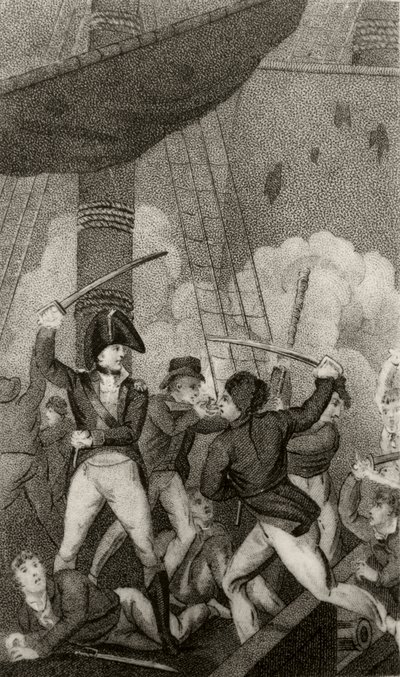 Barbe Noire abordant la Perle, commandée par le lieutenant Maynard - Unknown artist