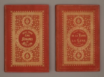 Couverture du livre «Cinq semaines en ballon» et «De la Terre à la Lune» par Jules Verne - Unknown artist