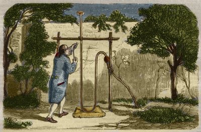 Botanique : expérience de Stephen Hales (1677-1761) sur la force ascendante de la sève en 1727. Gravure de 1859 dans "Le Musée des Sciences" - Unknown artist