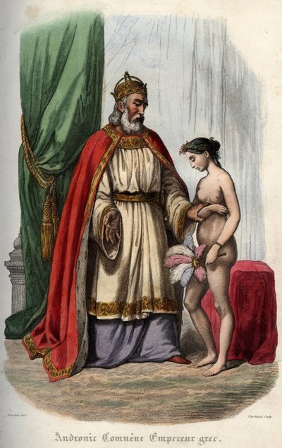 Empereur byzantin Andronic Ier Comnène (c. 1118-1185) et sa femme Agnès de France (1171-1240) forcée d