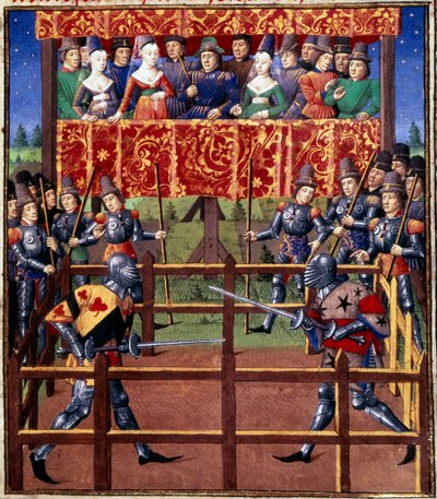 Cérémonies et ordonnances comme gage de bataille : duel en champ clos entre deux chevaliers (Miniature d