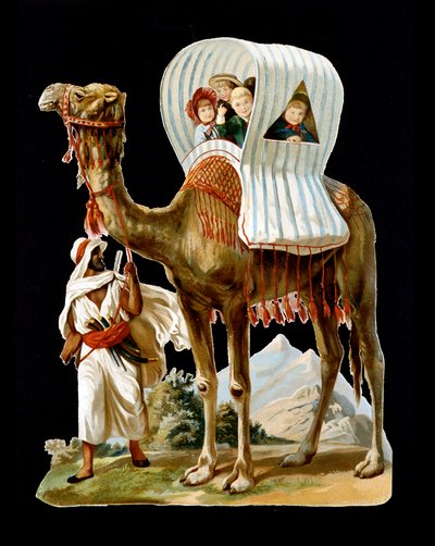 Enfants marchant dans un panier à dos de chameau, Algérie - Unknown artist