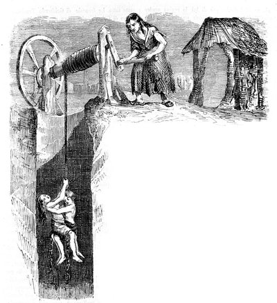 Descente des enfants dans une mine de charbon en Angleterre, vers 1840 - Unknown artist