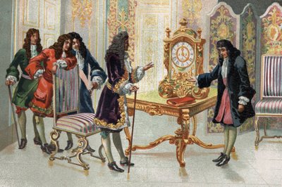 Christiaan Huygens (1629-1695), mathématicien et astronome néerlandais, présentant son horloge à Louis XIV - Unknown artist