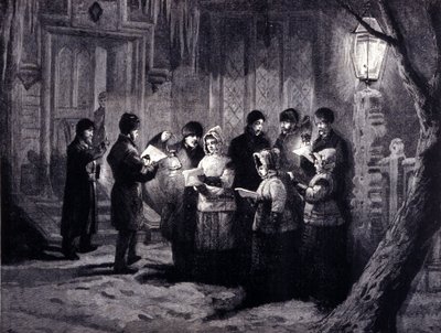 Nuit de Noël au Canada : lectures et prières. Gravure du XIXe siècle - Unknown artist