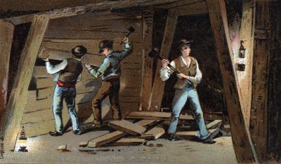 Mine de charbon en France à la fin du XIXe siècle : Galerie de bois - Unknown artist