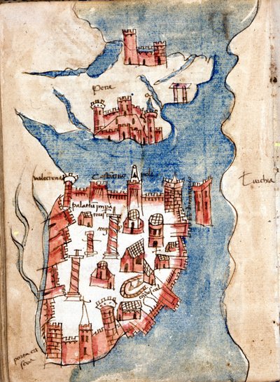 Constantinople, carte manuscrite de Venise du XVe siècle. - Unknown artist