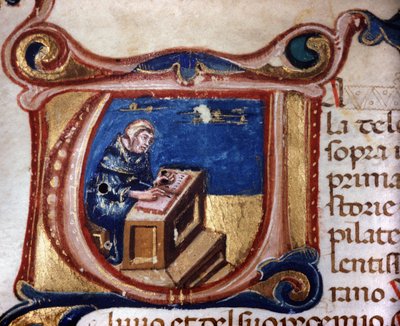 Moine copiste. Manuscrit du 13ème siècle. Biblioteca Trivulziana, Milan - Unknown artist