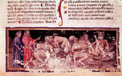 Dante et Virgile avec les avares et les prodigues (chant 7 de l