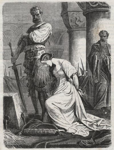 Mort de Katherine Howard, épouse de Henry VIII gravure 1864 - Catherine Howard (Katherine ou Katheryn) - Unknown artist