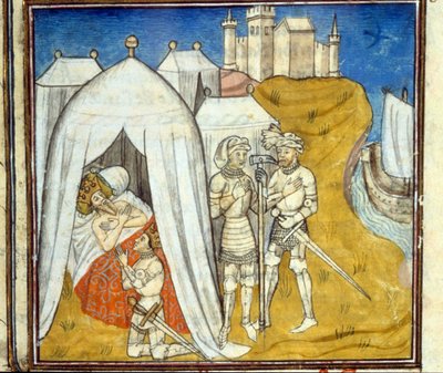 Mort de Louis IX de la peste pendant la 8e croisade en 1270 - Miniature - Unknown artist