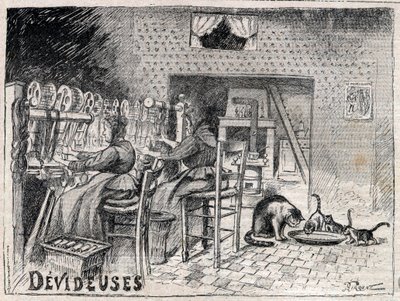 Devideuses - Atelier de Canut - intérieur d