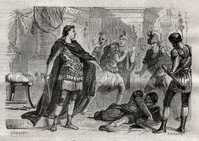 Dioclétien (Caius Aurelius Valerius Diocletianus Augustus) (244-311) mourant Lucius Flavius Aer - gravure dans « Dictionnaire populaire illustré » - 1864 - par Joseph Decembre et Edmond Allonier - Unknown artist