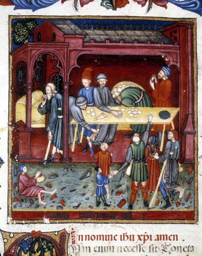 Distribution de pain et de chaussures aux vieux et aux pauvres. 1422 - Unknown artist