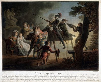Don Quichotte et Sancho sur un cheval de bois - Unknown artist