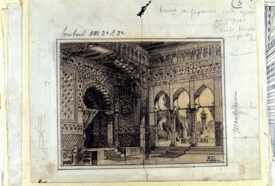 Dessin pour le décor de la scène 3 de l