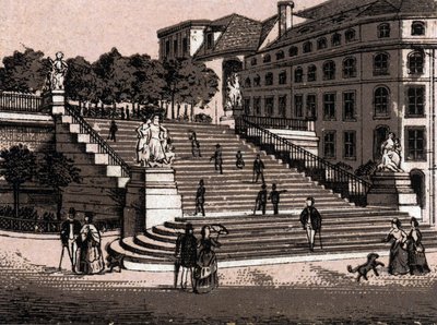 Dresde, Allemagne : vue de la Terrasse de Brühl dans « Le Monde Illustré 168 vues » sans date (fin XIXe siècle) - Unknown artist