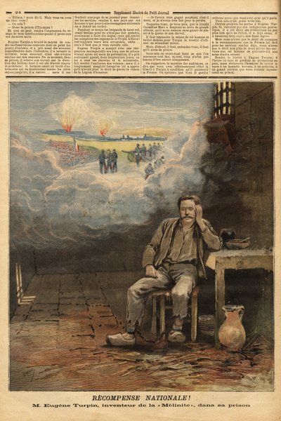 Eugène Turpin (1848-1927) chimiste, inventeur en 1884 de la mélinite (un explosif), dans sa cellule, accusé (à tort) d