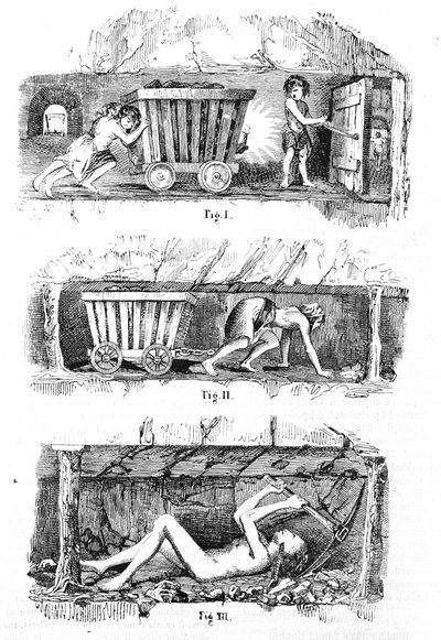 Exploitation du travail des enfants dans les mines de charbon anglaises - Unknown artist
