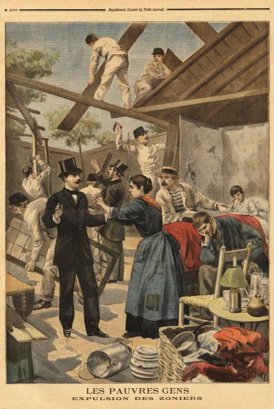 Expulsion et élément des baraquements installés sur la zone militaire à la porte de Gentilly - Unknown artist