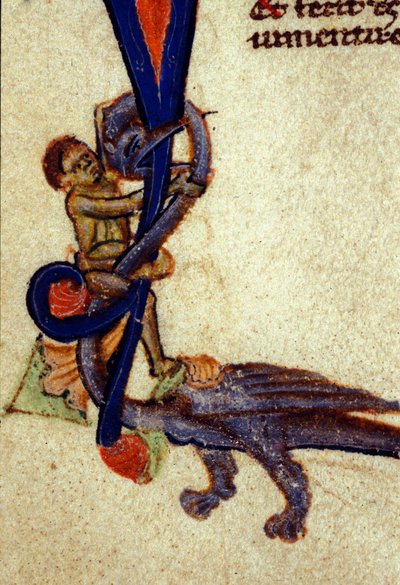 Combat entre un dragon et un homme (détail) d