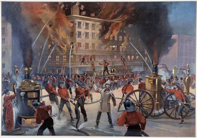 Incendie et pompiers à New York - Unknown artist