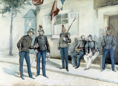 Pompiers devant leur caserne en 1870 - Unknown artist