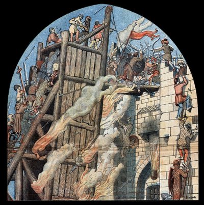 Première Croisade : le siège et la prise de Jérusalem par les croisés dirigés par Godefroy de Bouillon (1058-1100) en 1099. - Unknown artist