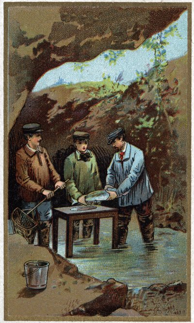 Pisciculture : ponte artificielle. Chromolithographie de la fin du XIXe siècle - Unknown artist