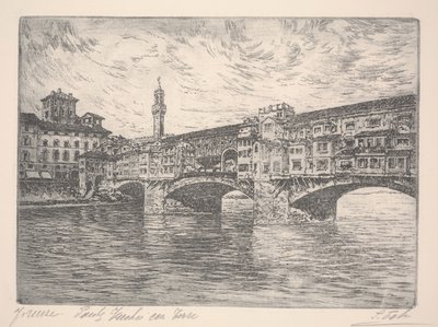 Florence, Ponte Vecchio avec tour - Unknown artist