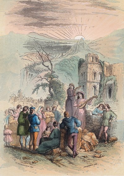 La France au Moyen Âge : trouver des personnes enthousiastes pour participer à la croisade. Gravure de 1868 dans "Histoire de Belgique depuis les temps primitifs jusqu