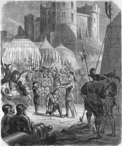François Ier de France demandant à être adoubé par le Chevalier Bayard après la victoire à la bataille de Marignan, Italie - Unknown artist