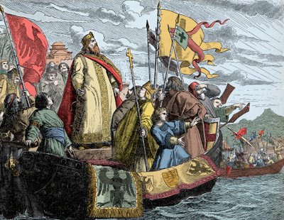 Frédéric traverse en Asie Mineure - Frédéric I dit Frédéric Barberousse (1122/25-1190) (Frédéric I de Hohenstaufen) pendant la 3e croisade (1189). - Unknown artist