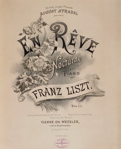 Frontispice de la partition En rêve par Franz Liszt (1811-1886) XIXe siècle Bologne, musée civique de la musique - Unknown artist