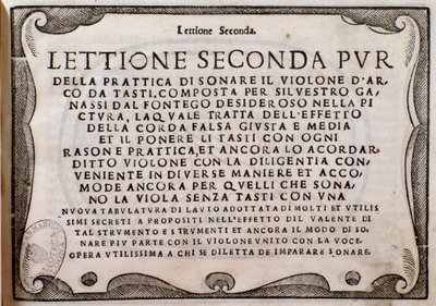 Frontispice de Lettione Seconda par Silvestro Ganassi dal Fontego - Unknown artist
