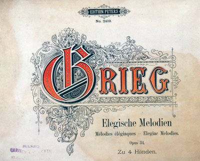 Frontispice de Deux mélodies élégiaques pour quatre mains par Edward Hagerup Grieg - Unknown artist